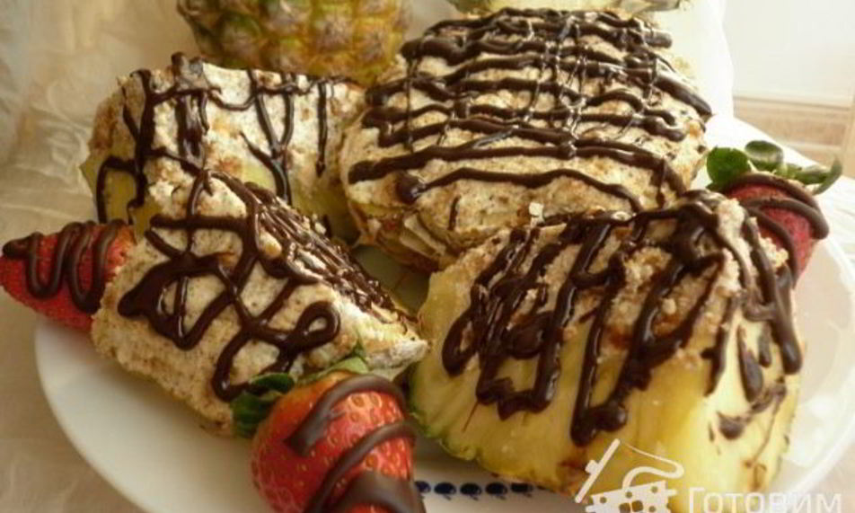 Рецепт ананаса запеченого с творогом