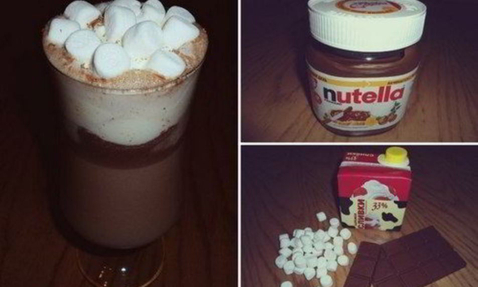 Рецепт горячего шоколада с маршмеллоу и нутеллой