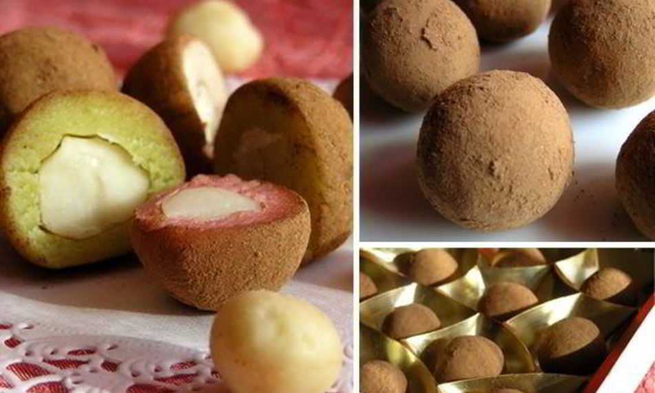 Рецепт конфет из марципана с орехом макадамия