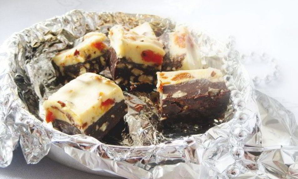 Рецепт конфет с двумя видами шоколада, с орехами и сухофруктами