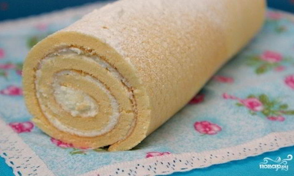 Рецепт рулета бисквитного с творожным кремом