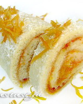 Рулет с цитрусовым кремом Янтарь