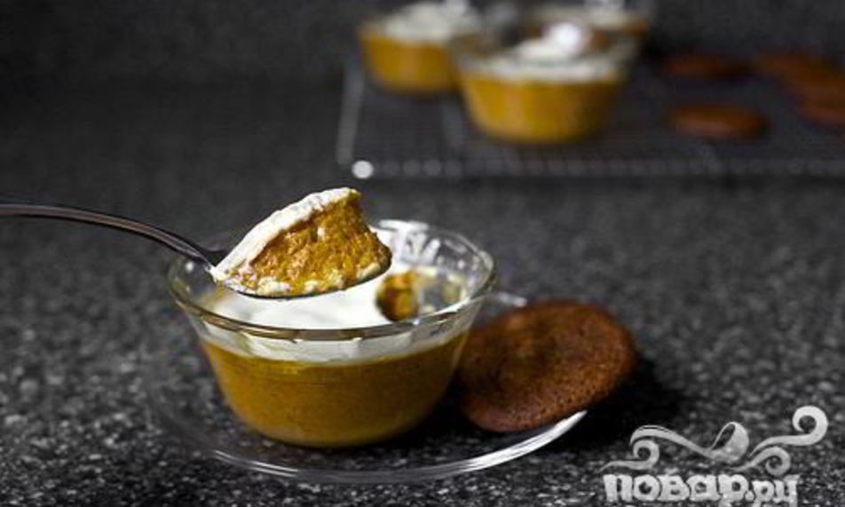 Рецепт тыквенного пудинга со сметанным кремом