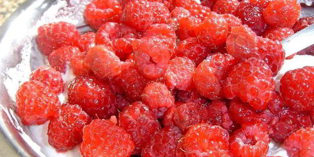 малиновый десерт с цукатами и орехами