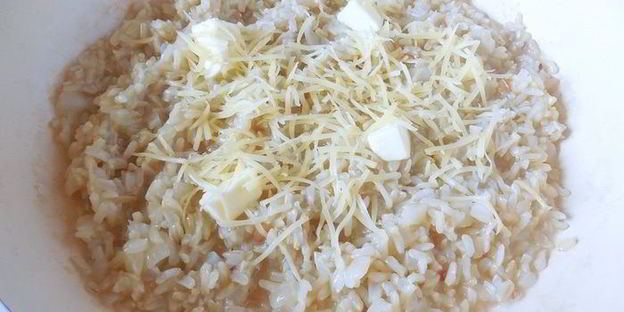 ризотто-трюфели с луковым мармеладом