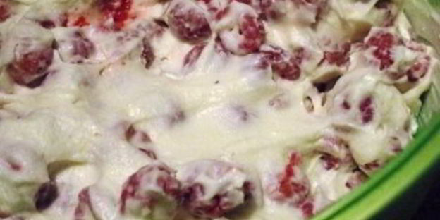 торт-мороженое с малиной