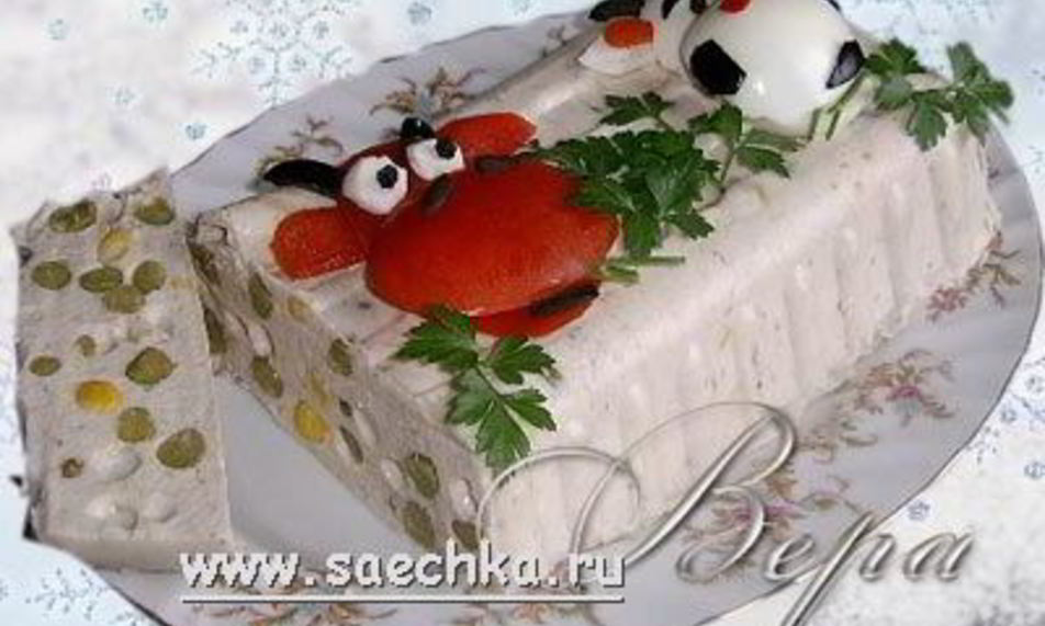 Рецепт мусса из окуня с зеленым горошком и кукурузой