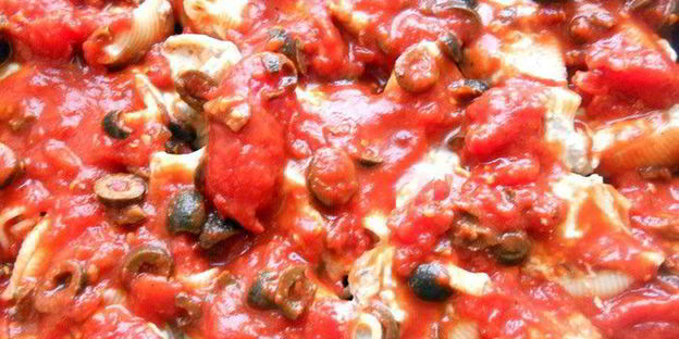 паста ракушки с творожно-баклажановым муссом