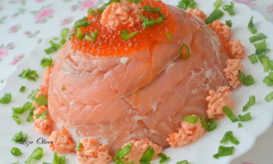 Рецепт праздничного цукотто из форели с нежнейшим креветочным муссом, огурцом и сливочным кремом