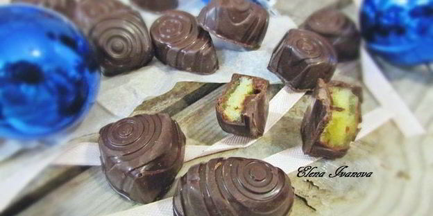 шоколадные конфеты с персиковым муссом
