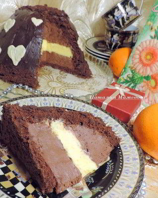 Торт-купол Цукотто с апельсиновым и шоколадным муссами