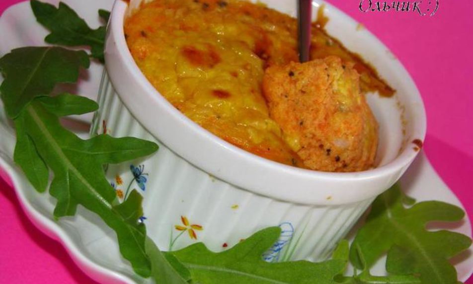 Рецепт нежного овощного суфле с курицей и сыром