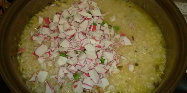 аранчини с горошком и крабовым мясом