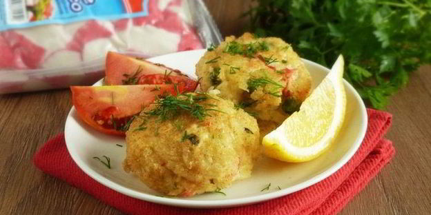 аранчини с горошком и крабовым мясом