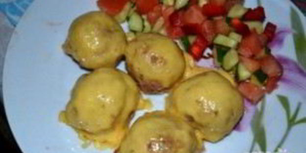 фрикадельки в сырной шубке