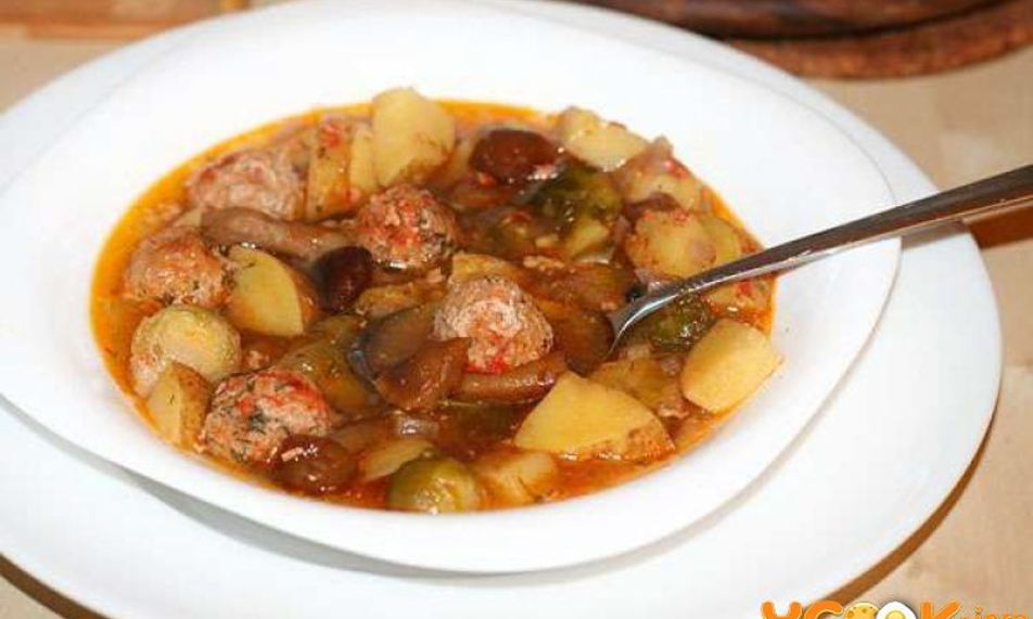 Рецепт грибов с фрикадельками в горшочках