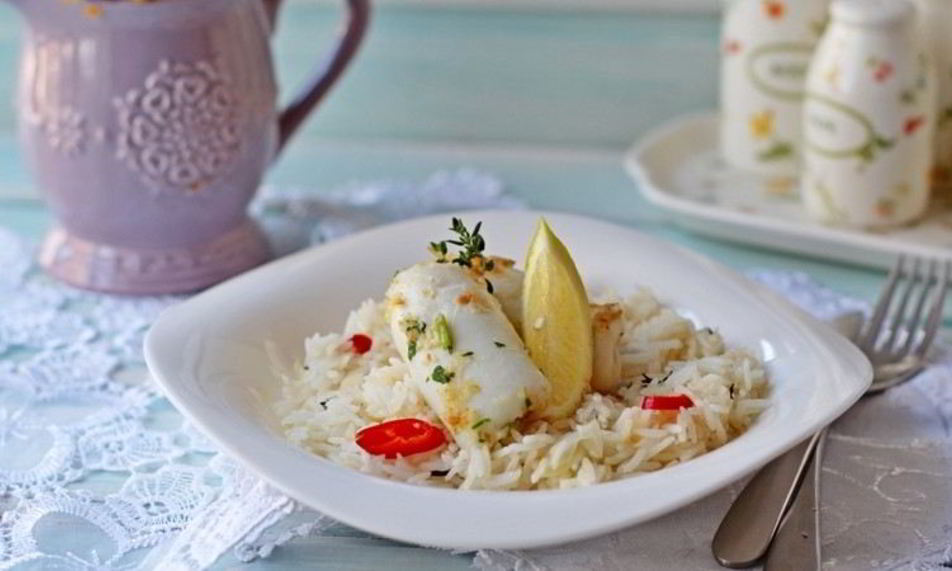 Рецепт ароматного риса с кальмаром