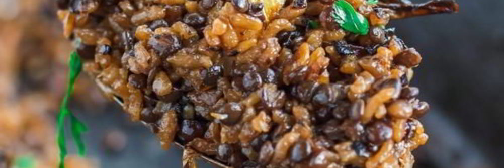 Чечевица черная на сковороде