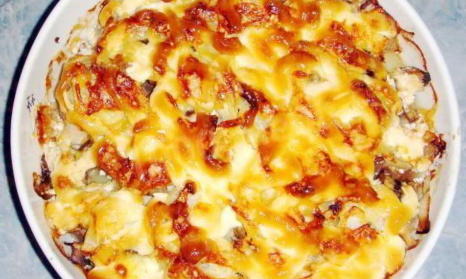 Рецепт картофеля с мясом и грибами