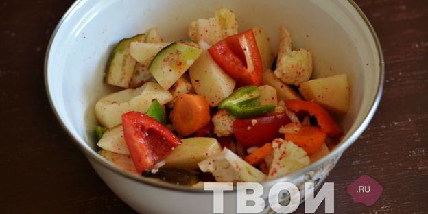 картофель с овощами