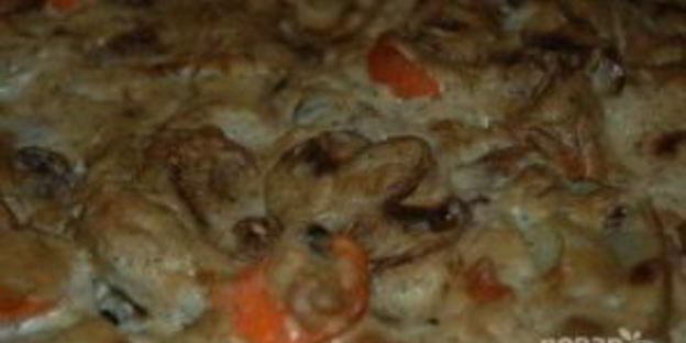 картошка с курицей и грибами в духовке