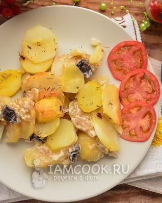 Постная картошка с грибами в духовке