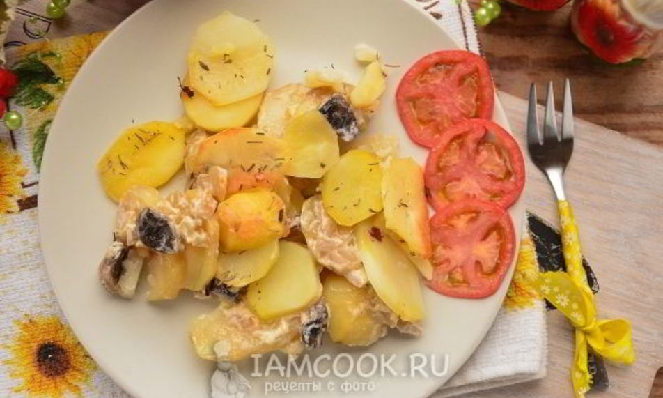 Рецепт постной картошки с грибами в духовке