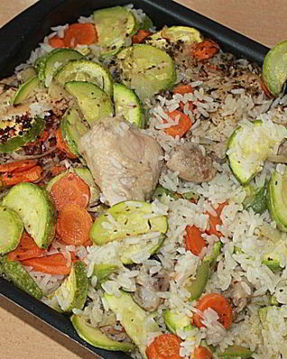 Рис с кабачками и курицей