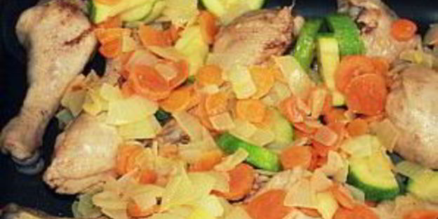 рис с кабачками и курицей