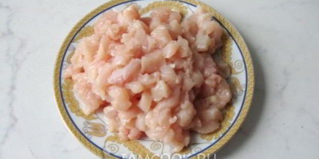 рис с шампиньонами и рубленой курицей