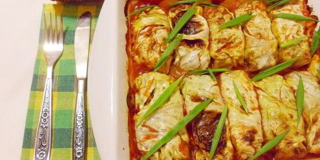 голубцы с консервированной фасолью и грибами