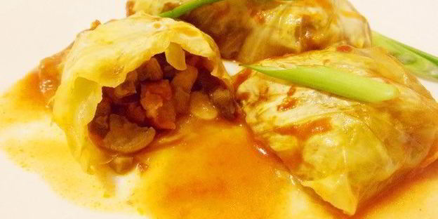 голубцы с консервированной фасолью и грибами