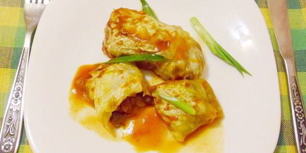 голубцы с консервированной фасолью и грибами