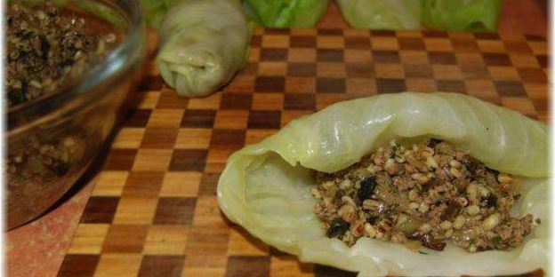 голубцы с мясом, перловкой и грибами