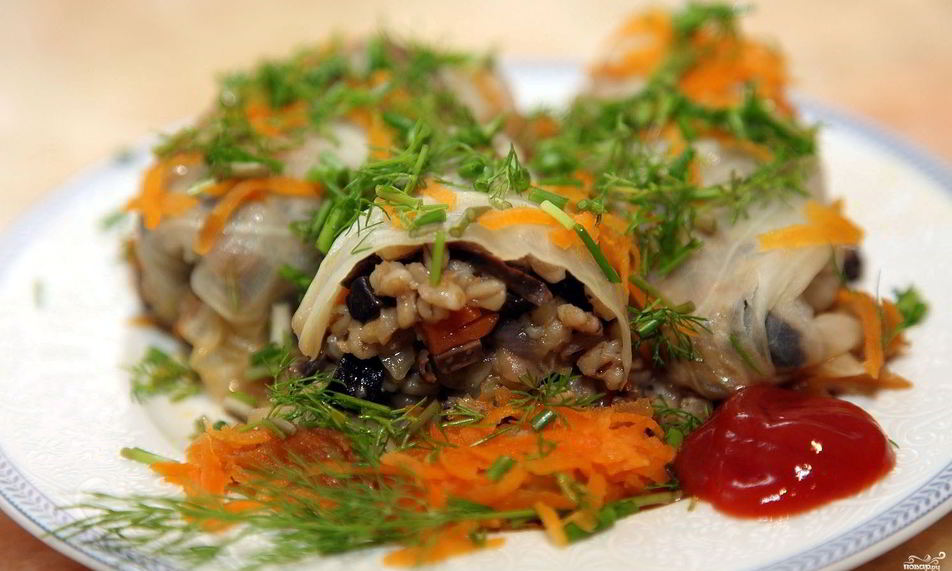 Рецепт голубцов вегетарианских с грибами