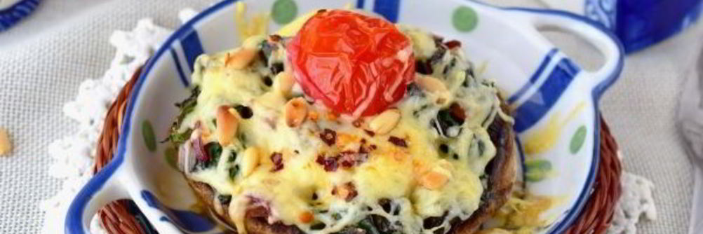 Фаршированные грибы с сыром в духовке