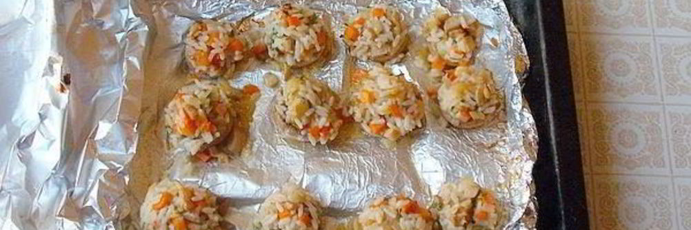 Фаршированные шампиньоны в фольге