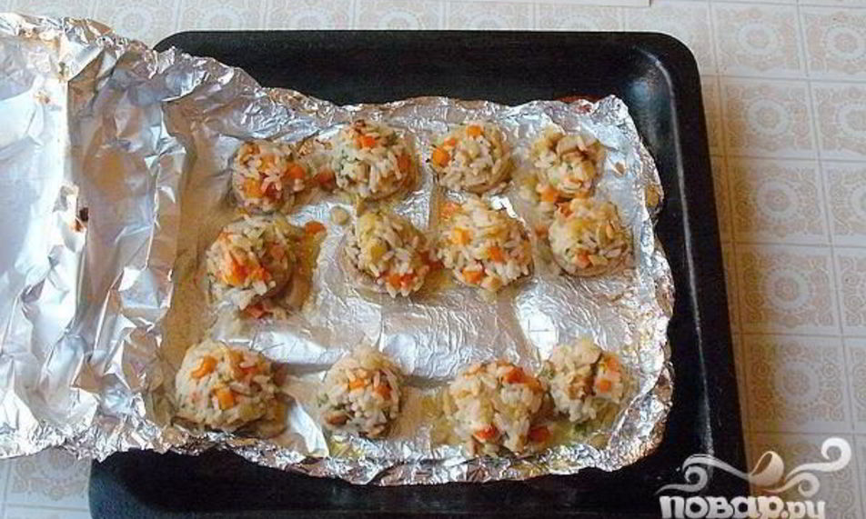 Рецепт фаршированных шампиньонов в фольге