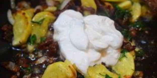 лисички с кабачками жареные