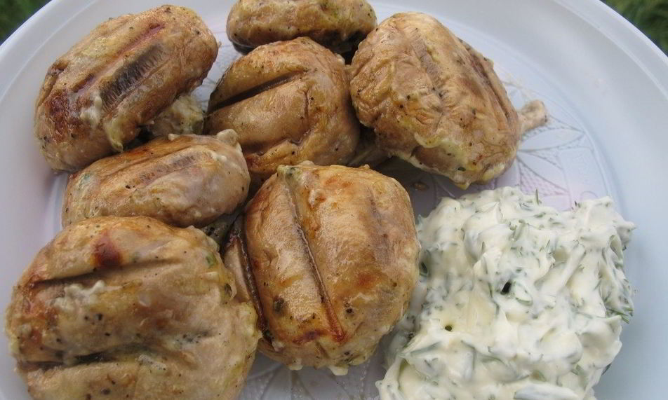 Рецепт шампиньонов на решетке на костре