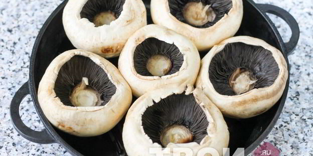 шампиньоны с курицей и сыром