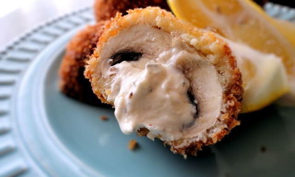 Рецепт жареных фаршированных шампиньонов