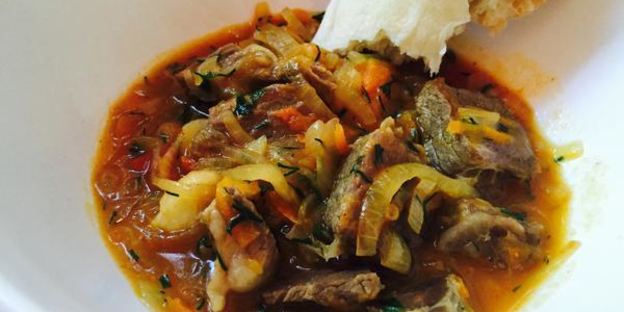 гуляш из отварного мяса