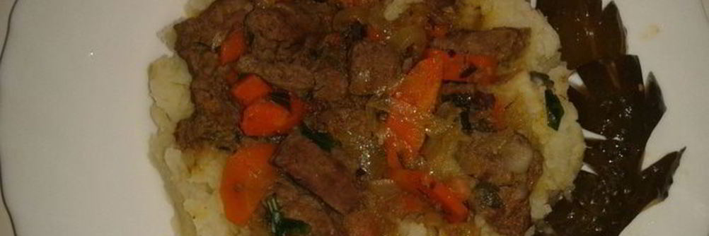 Картофельное пюре с печенкой