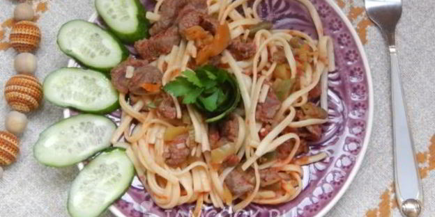 лапша с говядиной