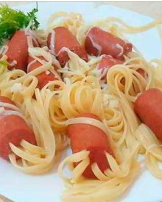 Лапша с сосисками