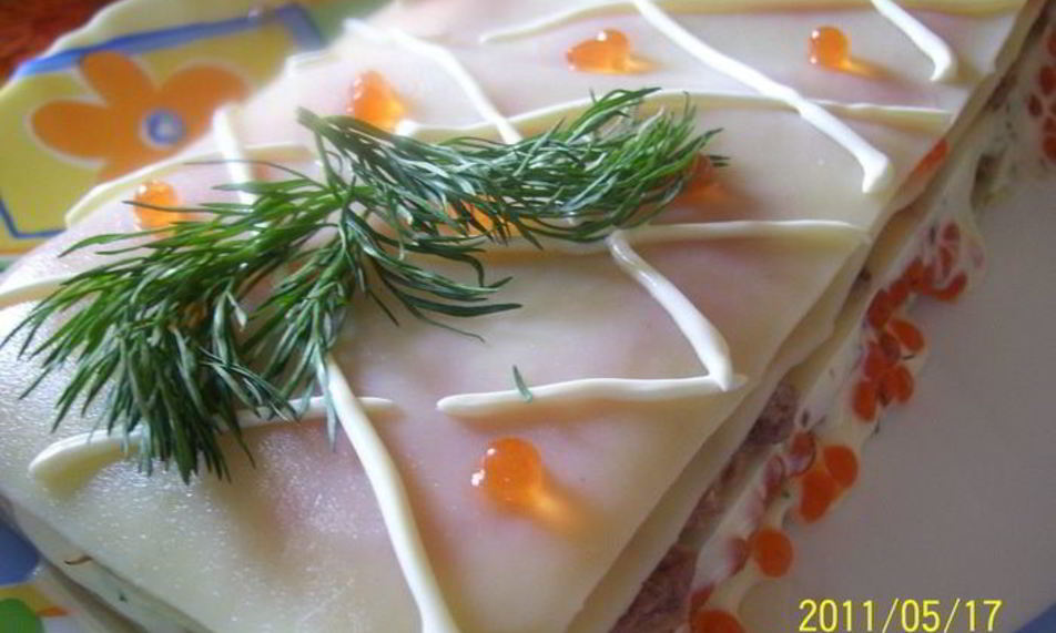 Рецепт холодной рыбной лазанья