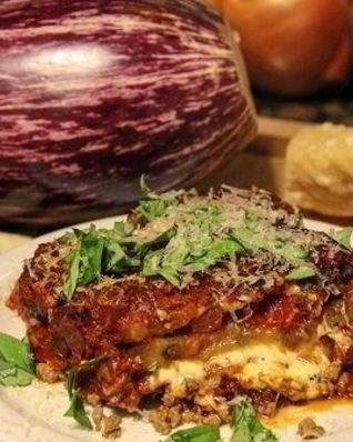 Лазанья с баклажанами и грибами