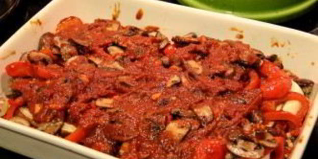 лазанья с баклажанами и грибами