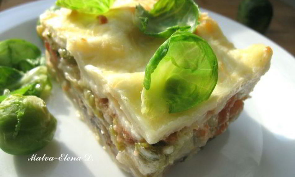 Рецепт лазаний с брокколи, брюссельской капустой и грибами для гарфилда